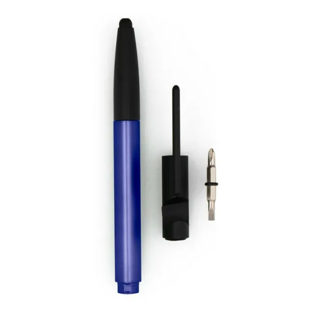  Multifunctional tool, ball pen, screen cleaner, ruler, phone stand, touch pen, screwdrivers navy blue