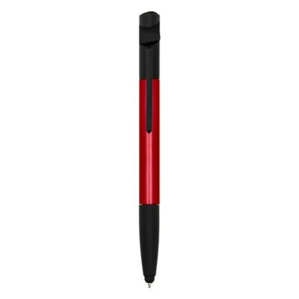  Multifunctional tool, ball pen, screen cleaner, ruler, phone stand, touch pen, screwdrivers red