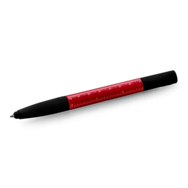 Multifunctional tool, ball pen, screen cleaner, ruler, phone stand, touch pen, screwdrivers red