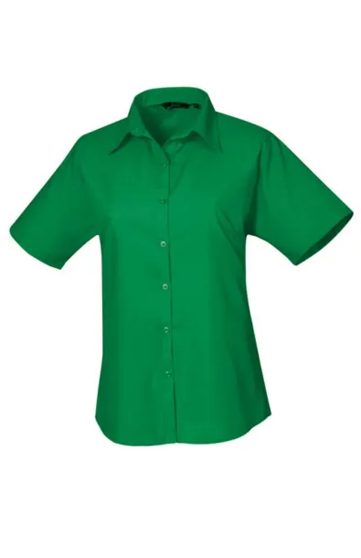  WOMEN'S SHORT SLEEVE POPLIN BLOUSE - Premier Emerald