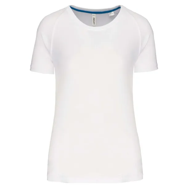  LADIES' RECYCLED ROUND NECK SPORTS T-SHIRT - Proact White