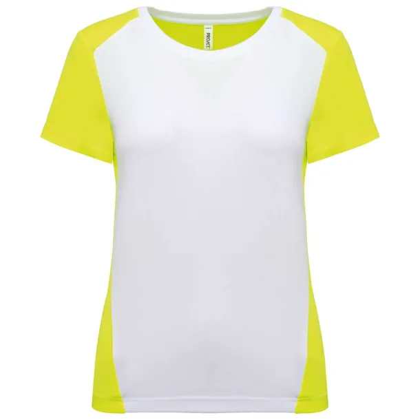  LADIES' ECO-FRIENDLY TWO-TONE SPORT T-SHIRT - Proact White Fluorescent Yellow