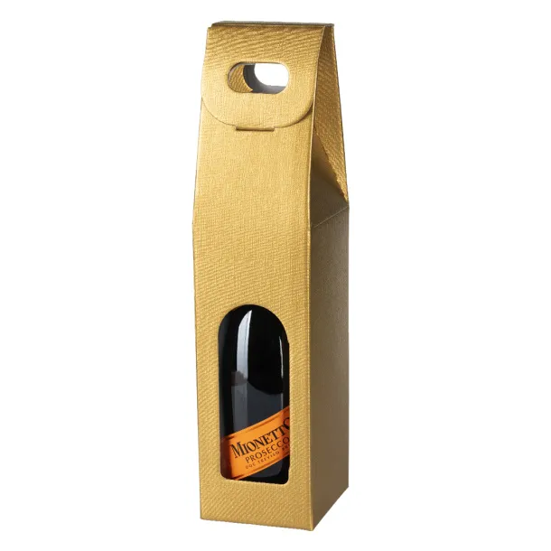 BOTTLE Three-layer self-assembling gift box for a bottle Golden