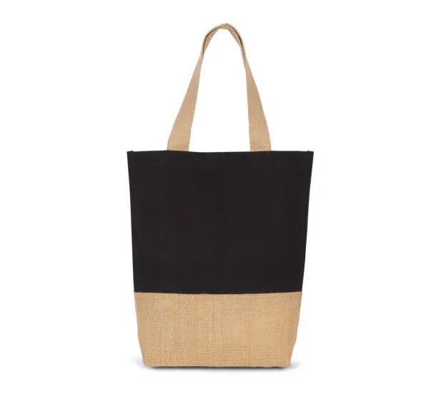 SHOPPING BAG IN COTTON AND BONDED JUTE THREADS - Kimood Black Natural