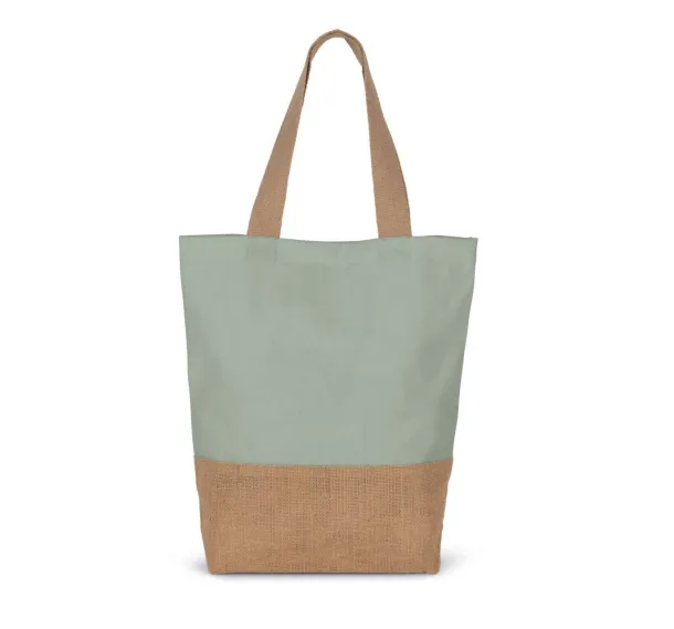  SHOPPING BAG IN COTTON AND BONDED JUTE THREADS - Kimood Sage Natural