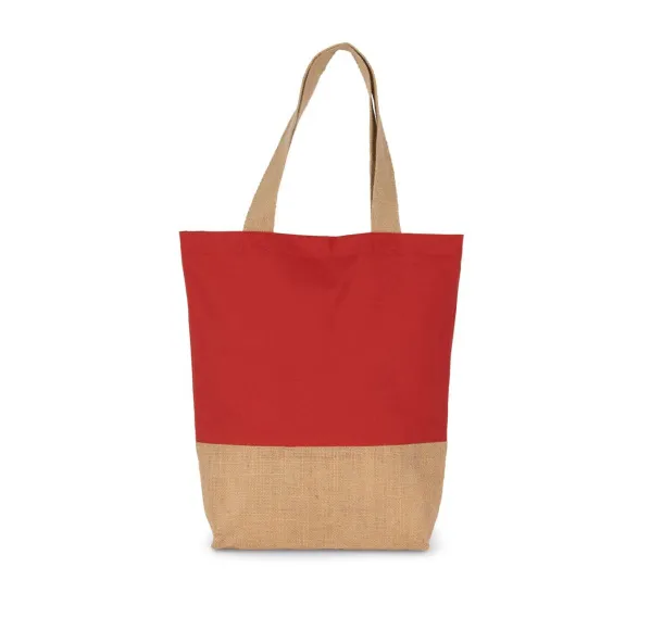  SHOPPING BAG IN COTTON AND BONDED JUTE THREADS - Kimood Arandano Red Natural