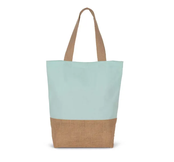  SHOPPING BAG IN COTTON AND BONDED JUTE THREADS - Kimood Ice Mint Prirodna