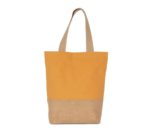  SHOPPING BAG IN COTTON AND BONDED JUTE THREADS - Kimood Cumin Yellow Natural