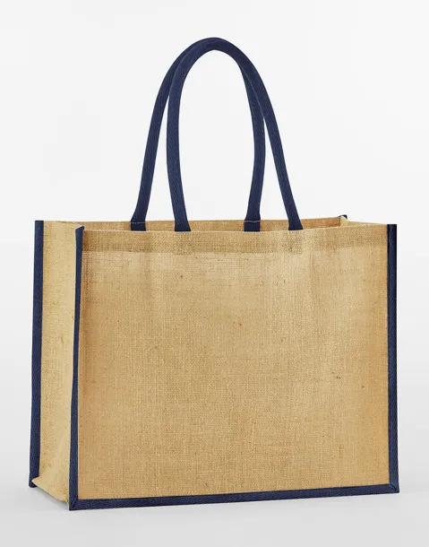  Natural Starched Jute Classic Shopper - Westford Mill Natural Navy
