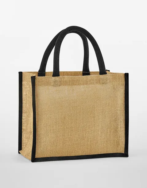  Midi torbica od prirodne uštirkane jute - Westford Mill Natural Crna