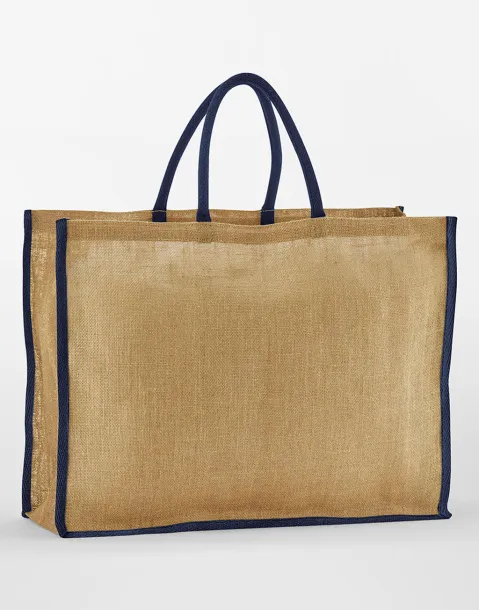  Natural Starched Jute Market Shopper - Westford Mill Natural Navy