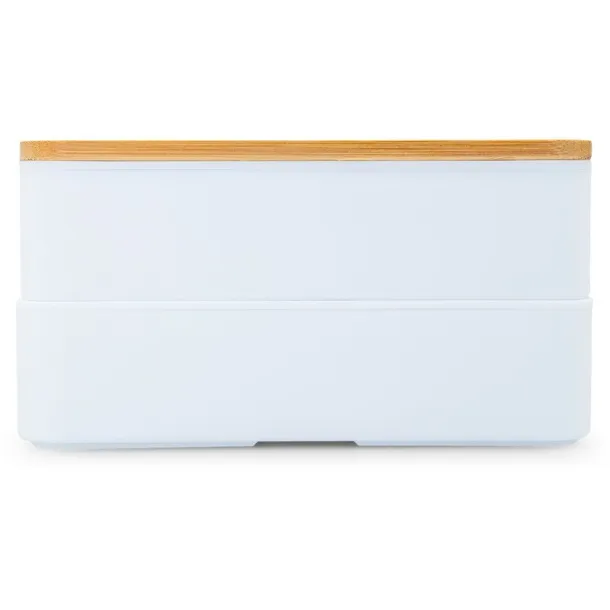 Lunch boxes, 2x400 ml, bamboo lid, cutlery white  Lunch boxes, 2x400 ml, bamboo lid, cutlery white