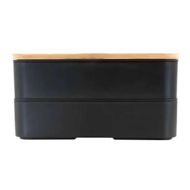 Tijani Lunch box 2 in 1, 2x500 ml, bamboo lid, cutlery black Tijani Lunch box 2 in 1, 2x500 ml, bamboo lid, cutlery black