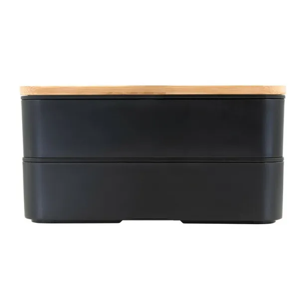 Tijani Lunch box 2 in 1, 2x500 ml, bamboo lid, cutlery black Tijani Lunch box 2 in 1, 2x500 ml, bamboo lid, cutlery black