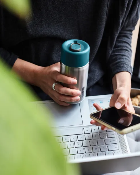 Black+Blum Insulated Leakproof Travel Cup Stainless Steel - Black + Blum turquoise  Black+Blum Insulated Leakproof Travel Cup Stainless Steel - Black + Blum turquoise