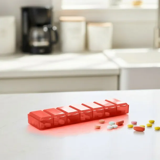  Pill box with 7 compartments red