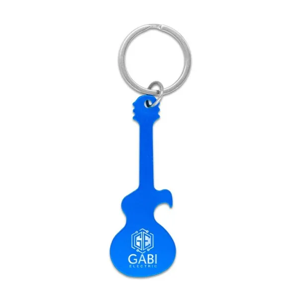 Keyring, bottle opener "electric guitar" navy blue  Keyring, bottle opener "electric guitar" navy blue
