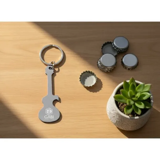 Keyring, bottle opener "electric guitar" silver  Keyring, bottle opener "electric guitar" silver