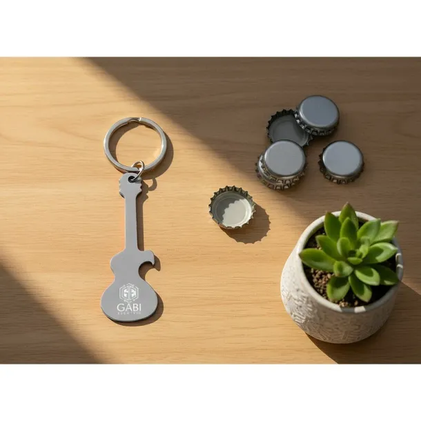 Keyring, bottle opener "electric guitar" silver  Keyring, bottle opener "electric guitar" silver