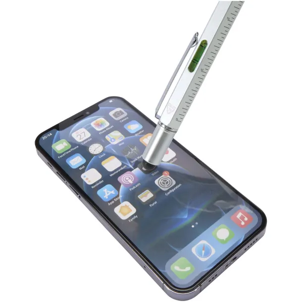 Dora recycled aluminium multifunctional pen (black ink) Silver Dora recycled aluminium multifunctional pen (black ink) Silver