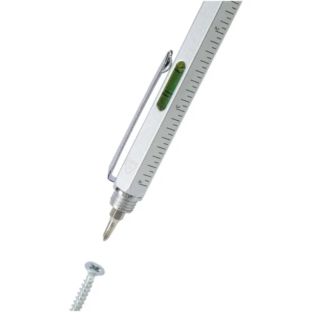 Dora recycled aluminium multifunctional pen (black ink) Silver Dora recycled aluminium multifunctional pen (black ink) Silver