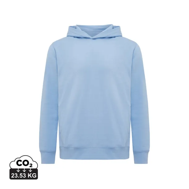 Iqoniq Yengo recycled cotton hoodie with sidepockets - iqoniq sky blue