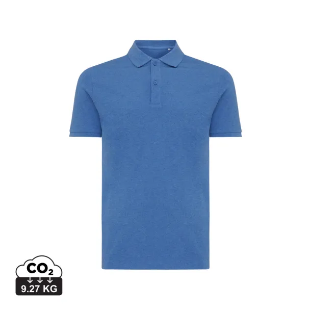 Iqoniq Yosemite unisex polo kratka majica od recikliranog pique pamuka, 220 g/m² - iqoniq heather blue