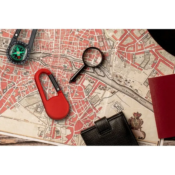  Compass with carabiner Crvena