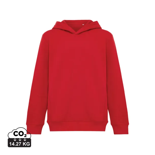 Iqoniq Yengo kids recycled cotton hoodie with sidepockets - iqoniq Crvena