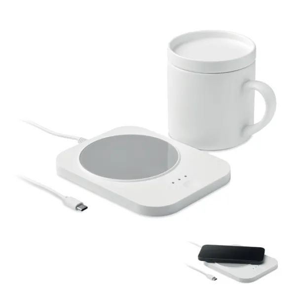 SIROTER Wireless charger mug warmer set White