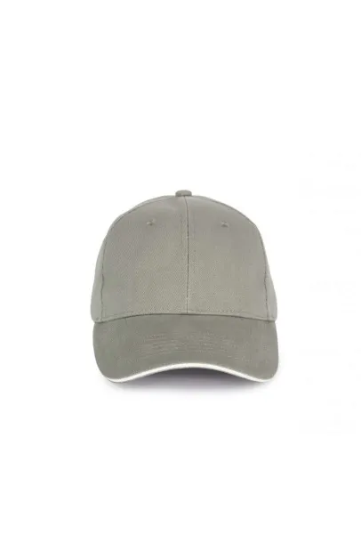  CAP IN ORGANIC COTTON WITH CONTRASTING SANDWICH PEAK - 6 PANELS - K-UP Metal Grey White