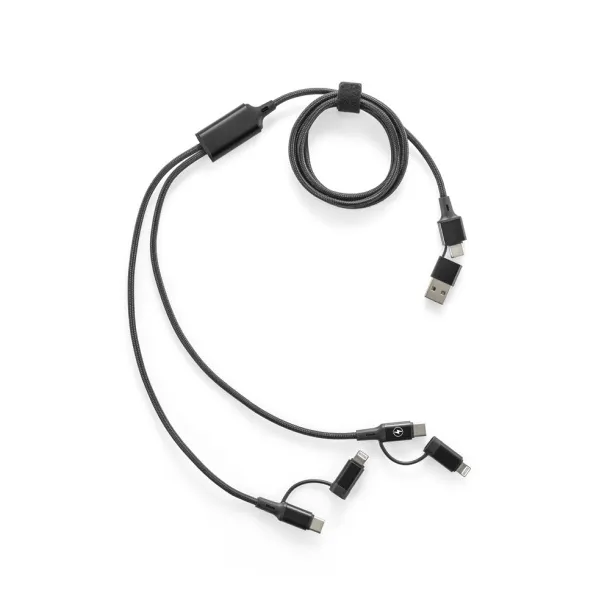 BERTOZZI Super-fast 6-in-1 USB cable made from recycled aluminum (20%) and recycled PET (4%) Black