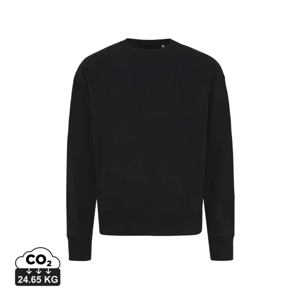  Iqoniq Kruger unisex opušteni pulover od recikliranog pamuka, 340 g/m² - iqoniq Crna