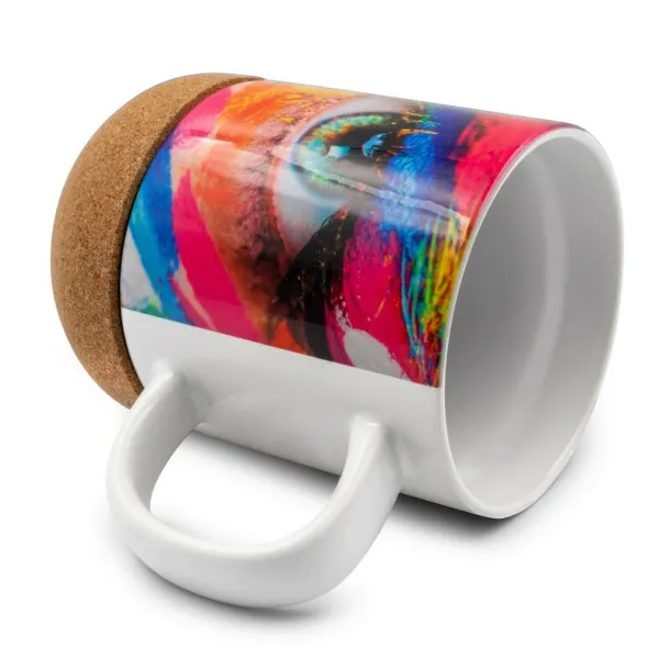 Ceramic mug 370 ml, cork detail white  Ceramic mug 370 ml, cork detail white