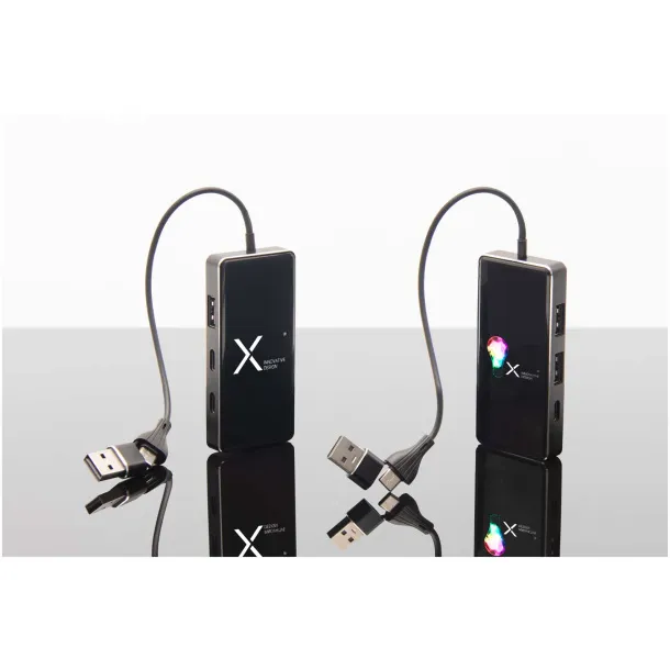 SCX.design H20 8 u 1 USB hub s dvostrukim ulazom i 6 priključaka - SCX.design Black