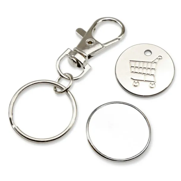  Keyring with shopping cart coin Bijela