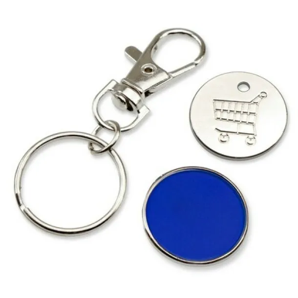  Keyring with shopping cart coin navy blue