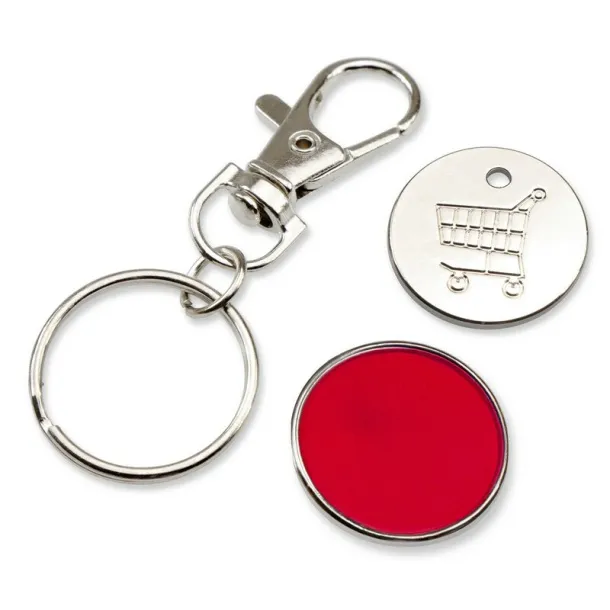  Keyring with shopping cart coin Crvena