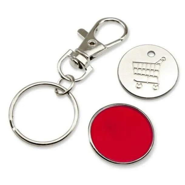  Keyring with shopping cart coin red