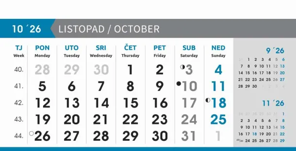  "POSLOVNI SIVO - PLAVI" 13 sheets, format: 20,5x14,5 cm, desk calendar, envelope, P/50 Color