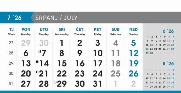  "POSLOVNI SIVO - PLAVI" 13 sheets, format: 20,5x14,5 cm, desk calendar, envelope, P/50 Color