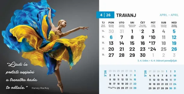  "MOTIVACIJSKI" 13 list., dim: 20,5x14,5 cm, stolni kalendar, koverta, P/100 Color