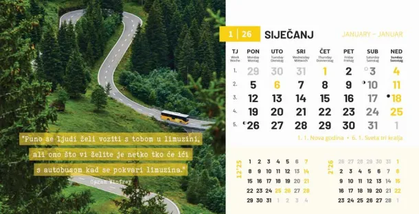  "MOTIVACIJSKI" 13 sheets, format: 20,5x14,5 cm, desk calendar, envelope, P/50 Color