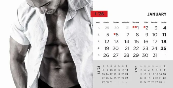  "MASCULINE" 13 sheets, format: 20,5x14,5 cm, desk calendar, envelope, P/50 Color