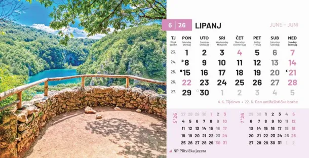  "NACIONALNI PARKOVI HRVATSKE" 13 sheets, format: 20,5x14,5 cm, desk calendar, envelope, P/50 Color