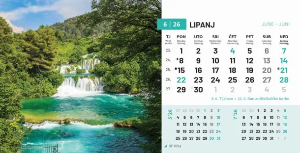  "PRIRODA" 13 sheets, format: 20,5x14,5 cm, desk calendar, envelope, P/50 Color