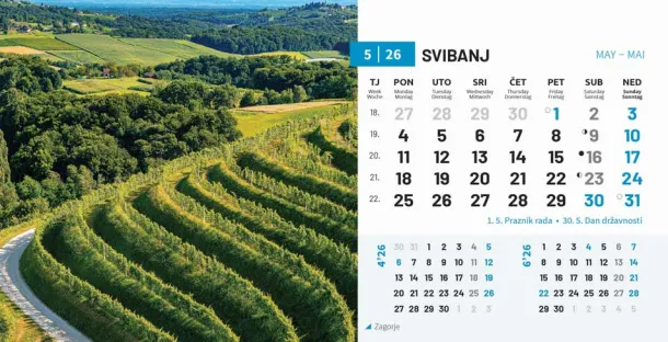  "PRIRODA" 13 list., dim: 20,5x14,5 cm, stolni kalendar, koverta, P/100 Color