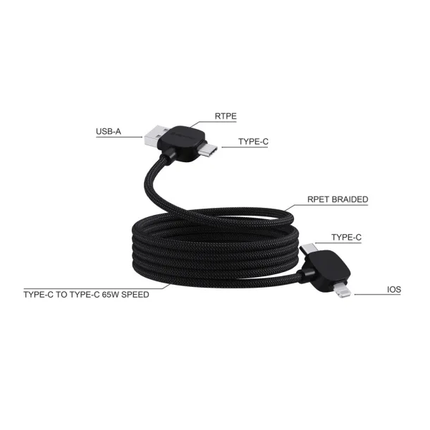  Urban Vitamin Stockton 65W RCS RTPE/RPET magnetic cable - Urban Vitamin Black 