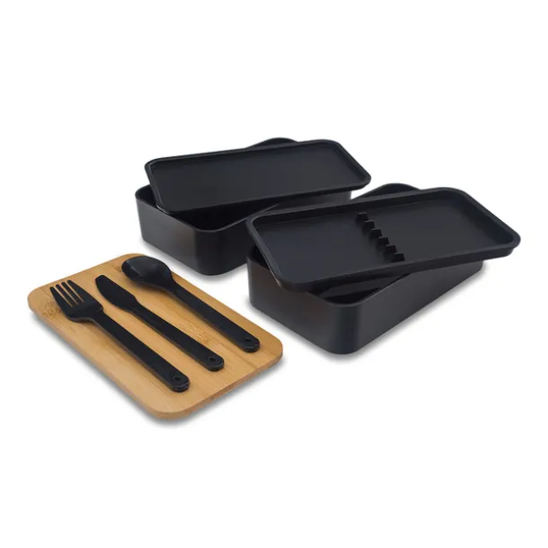 VICTOR double lunch box black Black