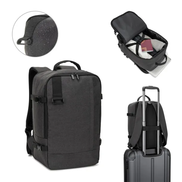 CIES Backpack developed to fulfil the dimensions required by airlines in high-density 600D recycled polyester